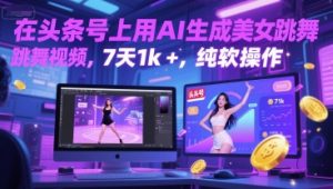 在头条号上用AI生成美女跳舞视频,7天1k+,纯软件操作-阳知网创资源库