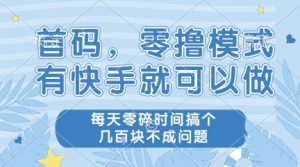 首码，零撸模式，有快手就可以做，每天零碎时间搞个几张不成问题【揭秘】-阳知网创资源库