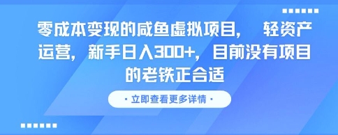 零成本变现的咸鱼虚拟项目, 轻资产运营,新手日入3张+,目前没有项目的老铁正合适-阳知网创资源库