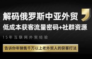 俄罗斯中亚外贸低成本获客流,告诉你年销售千万以上老外贸人的获客打法-阳知网创资源库