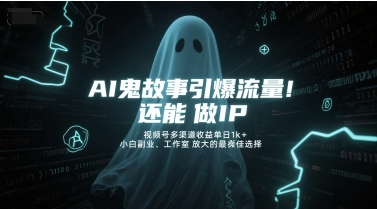 AI鬼故事引爆流量,还能做IP,视频号多渠道收益单日1k+,小白副业、工作室放大的最佳选择-阳知网创资源库