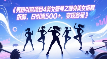 男粉引流项目4美女账号之健身美女拆解，日引流500+，变现多张-阳知网创资源库