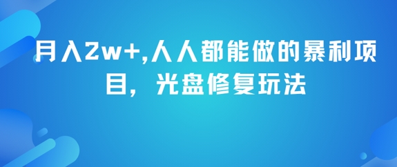 月入2w+,人人都能做的暴利项目,光盘修复玩法-阳知网创资源库