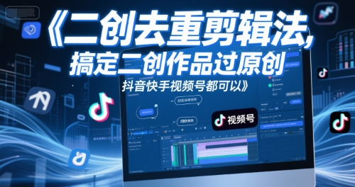 短视频二创去重剪辑法,搞定二创作品过原创,抖音快手视频号都可以-阳知网创资源库