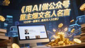 用AI做公众号流量主爆文名人名言,10分钟一篇爆文,最高月入5位数-阳知网创资源库
