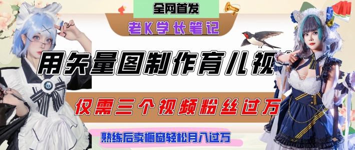 用矢量图制作育儿知识,条条爆款,每条点赞破万,实操仅需10分钟,卖育儿资料轻松月入过1W-阳知网创资源库