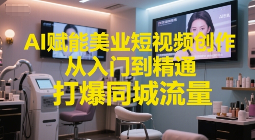 AI赋能美业短视频创作,从入门到精通,打爆同城流量,超级AI工具短视频实操落地-阳知网创资源库