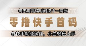 零撸快手首码,每天用零碎时间搞个一两张,有快手就能操作小白轻松上手【揭秘】-阳知网创资源库