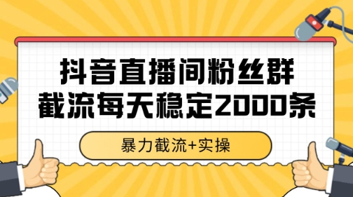 抖音直播间粉丝群暴力截流，一台电脑每天稳定2000条数据【揭秘】-阳知网创资源库