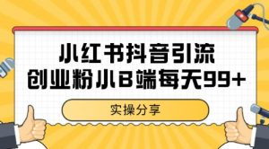 小红书抖音创业粉，小B端粉自热 日引99+的一个玩法【揭秘】-阳知网创资源库