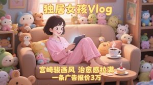 单个账号涨粉71W!用AI制作独居女孩Vlog,宫崎骏画风,治愈感拉满,一条广告报价3W-阳知网创资源库
