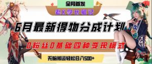 6月份最新得物创作者分成计划2.0玩法，0粉丝0基础四种模式变现，从隐蔽渠道无脑搬运，日入2张-阳知网创资源库