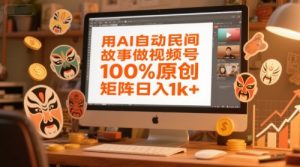 用AI自动民间故事做视频号,100%原创,矩阵日入1k+-阳知网创资源库