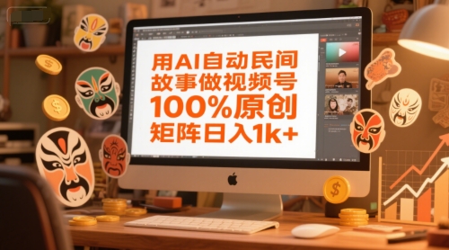 用AI自动民间故事做视频号,100%原创,矩阵日入1k+-阳知网创资源库