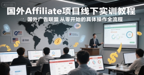 国外Affiliate项目线下实训教程,国外广告联盟从零开始的具体操作全流程-阳知网创资源库