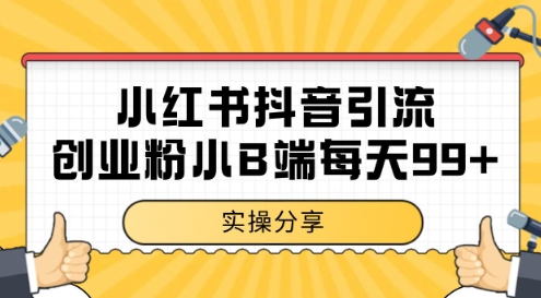 小红书抖音创业粉,小B端粉自热,日引99+的一个玩法【揭秘】-阳知网创资源库