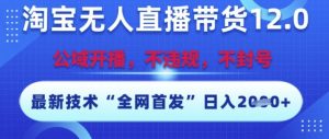 淘宝无人直播带货12.0,最新技术,不封号,不违规,操作简单,开播爆单,日入多张【揭秘】-阳知网创资源库