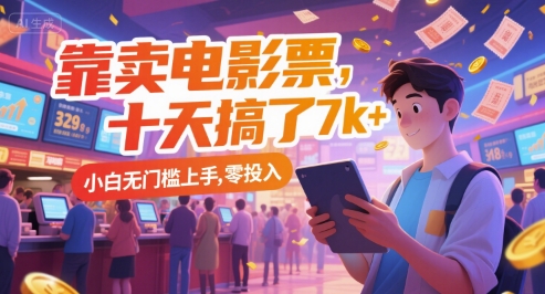 靠卖电影票,十天搞了7k+,小白无门槛上手,零投入【揭秘】-阳知网创资源库