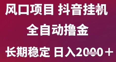 风口项目,六月最新玩法抖音无人挂G,全自动撸金,长期稳定 日入2k+【揭秘】-阳知网创资源库