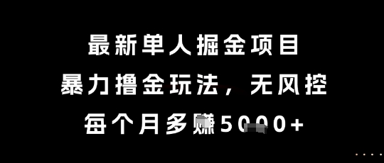最新单人掘金项目，暴力撸金玩法，无风控，每个月多挣5k+【揭秘】-阳知网创资源库
