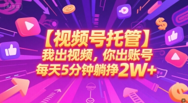 【视频号托管 】我出视频,你出账号,每天5分钟发布,最高躺挣2W+【揭秘】-阳知网创资源库
