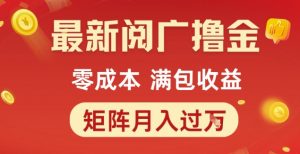 最新阅广撸金项目，零成本满包收益，可矩阵操作，月入过1W【揭秘】-阳知网创资源库