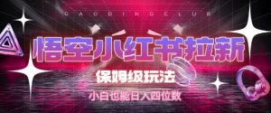 悟空小红书拉新,保姆级玩法,小白也能日入四位数-阳知网创资源库