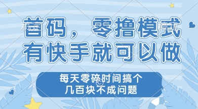 首码零撸项目,有快手就可以做,每天业务时间搞个几张不是问题【揭秘】-阳知网创资源库