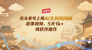 在头条号上用AI生民间故事视频,5天1k+,纯软件操作-阳知网创资源库