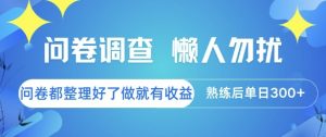 问卷调查，懒人勿扰，问卷都整理好了单价不等，做就有收益，熟练后单日3张【揭秘】-阳知网创资源库