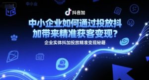 中小企业如何通过投放抖加带来精准获客变现?企业实体抖加投放精准变现秘籍-阳知网创资源库