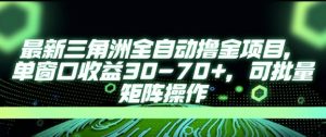 最新AI全自动游戏撸金项目,单窗口收益30-70+,可批量操作【揭秘】-阳知网创资源库