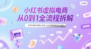 小红书虚拟电商从0到1全流程拆解，手把手教你复制，新手小白也能轻松月入过W-阳知网创资源库