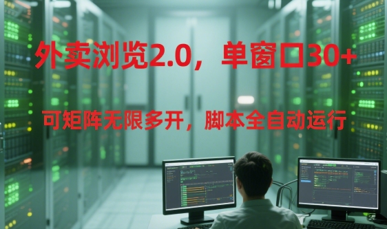 外卖浏览2.0，单窗口30+可矩阵无限多开，脚本全自动运行【揭秘】-阳知网创资源库