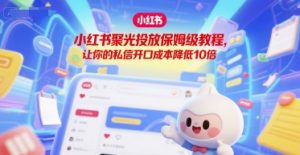 小红书聚光投放保姆级教程,让你的私信开口成本降低10倍-阳知网创资源库