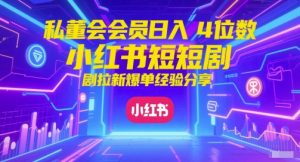 私董会会员日入4位数小红书红果短剧拉新爆单经验分享-阳知网创资源库
