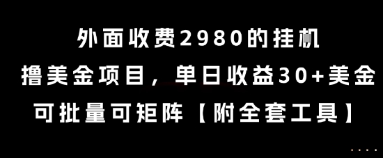 外面收费2980的挂G撸美金项目，单日收益30+美金，可批量可矩阵【揭秘】-阳知网创资源库