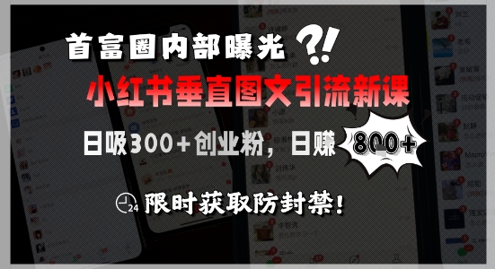 首富圈内部曝光小红书垂直图文引流新课,日吸300+创业粉,日入8张+,限时获取防封禁-阳知网创资源库