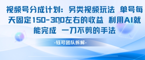 视频号分成另类视频玩法单号每天固定150左右的收益利用AI就能完成一刀不剪的手法-阳知网创资源库