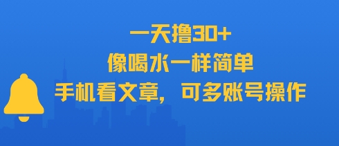 一天撸30+，像喝水一样简单，手机看文章，可多账号操作-阳知网创资源库