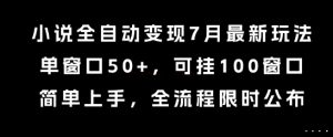 小说全自动变现7月玩法，单窗口50+，可挂100窗口，简单上手，全流程限时公布【揭秘】-阳知网创资源库