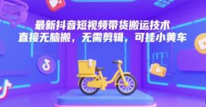 最新抖音短视频带货搬运技术，直接无脑搬，无需剪辑，可挂小黄车-阳知网创资源库