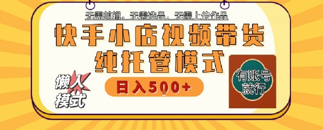 快手小店托管代运营,无需剪辑,无需选品,无需上传作品,全程无需操作,轻松月入5k+【揭秘】-阳知网创资源库