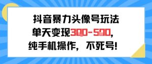抖音暴力头像号玩法，单天变现3-5张纯手机操作，小白也能行-阳知网创资源库