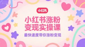 小红书涨粉变现实操课,最快速度带你涨粉变现-阳知网创资源库