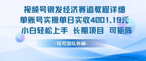 视频号银发经济赛道单账号实操单日实收1k+，小白轻松上手长期项目-阳知网创资源库