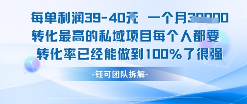 每单利润40一个月7k+转化最高的私域项目，每个人都要的产品转化率已经能做到100%-阳知网创资源库