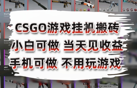 CSGO游戏挂G搬砖,小白纯手机即可操作,不用电脑打游戏,日入3张+,副业网创项目【揭秘】-阳知网创资源库
