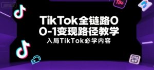 TikTok全链路0-1变现路径教学,入局TikTok必学内容-阳知网创资源库
