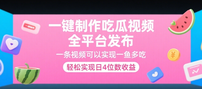 一键制作吃瓜视频,全平台发布,一条视频可以实现一鱼多吃,轻松实现日4位数收益【揭秘】-阳知网创资源库